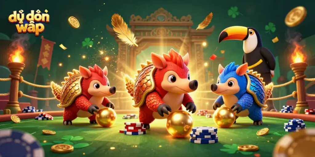 Engage in exciting gameplay with dự đoán xổ số wap showcasing lively pangolins in action, perfect for lottery enthusiasts.