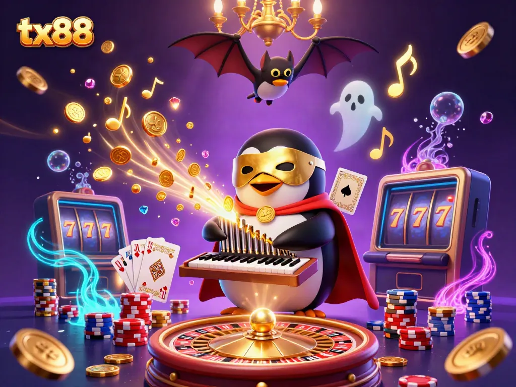 Engage in thrilling gameplay at tx88 with a captivating casino illustration showcasing vibrant characters and dynamic elements.