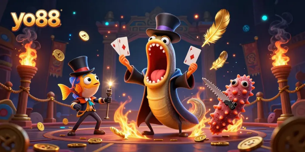Play exciting casino games with yo88 featuring a magician eel, spotlight fish, and creative sea cucumber act.