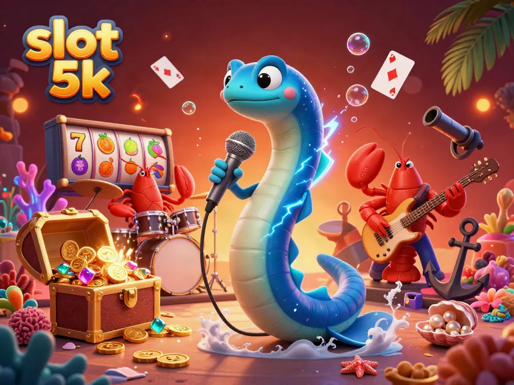 Spin the slot 5k reels with vibrant underwater characters in a colorful casino scene.