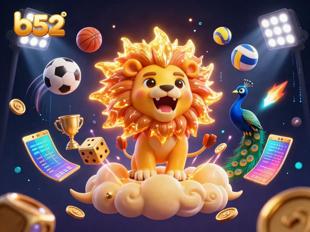 Experience the thrilling world of b52 with dynamic casino elements and vibrant characters in this vivid illustration.