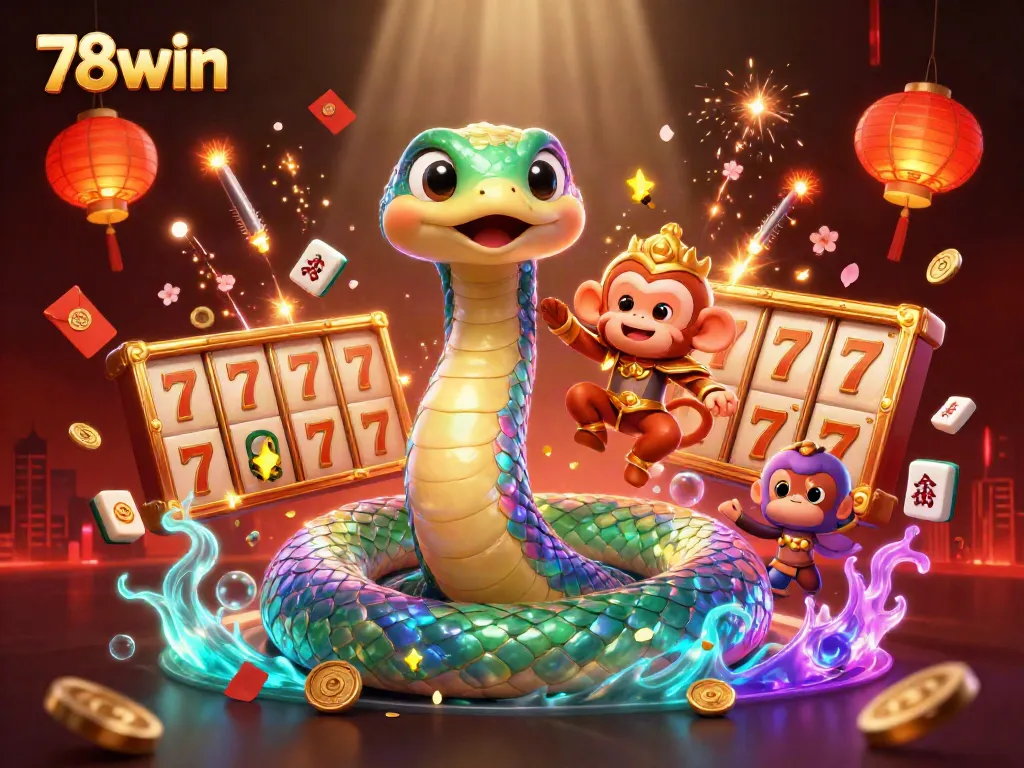 Experience thrilling casino action with 78win's vibrant characters and game elements, showcasing luck and excitement.