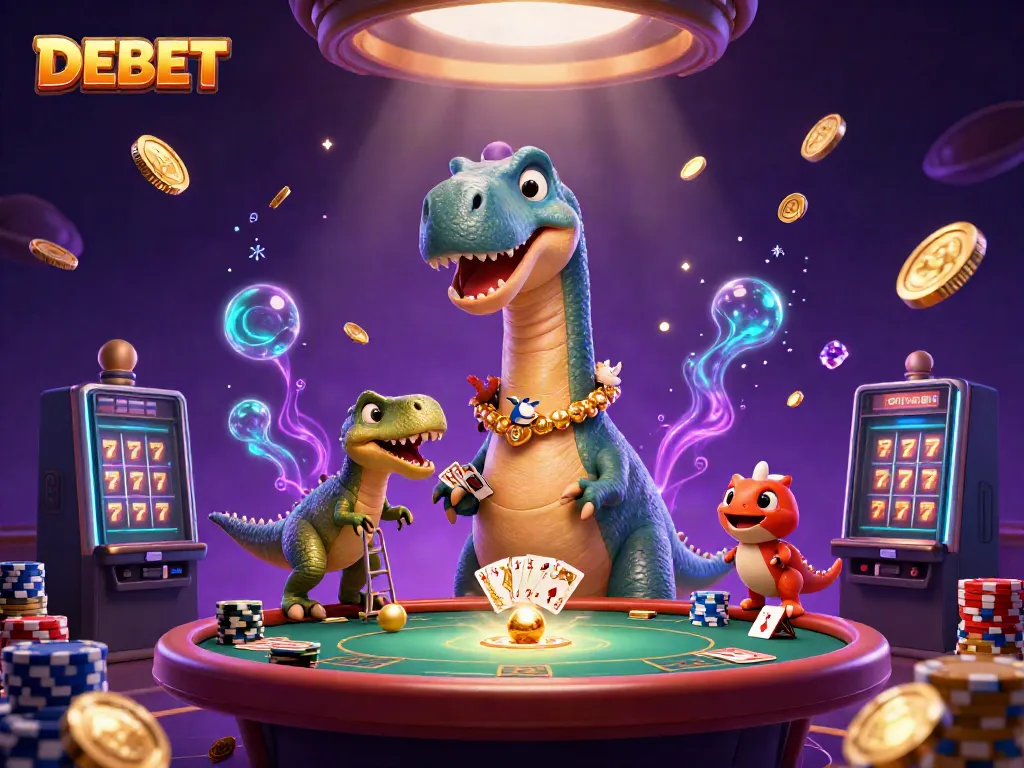 Join the fun at DEBET with vibrant casino characters and dynamic gameplay elements.