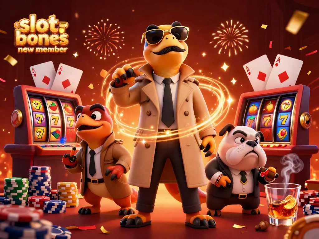 Exciting scene of cartoon raptors dressed in disguise at a VIP casino lounge for slot bonus new member promotions.