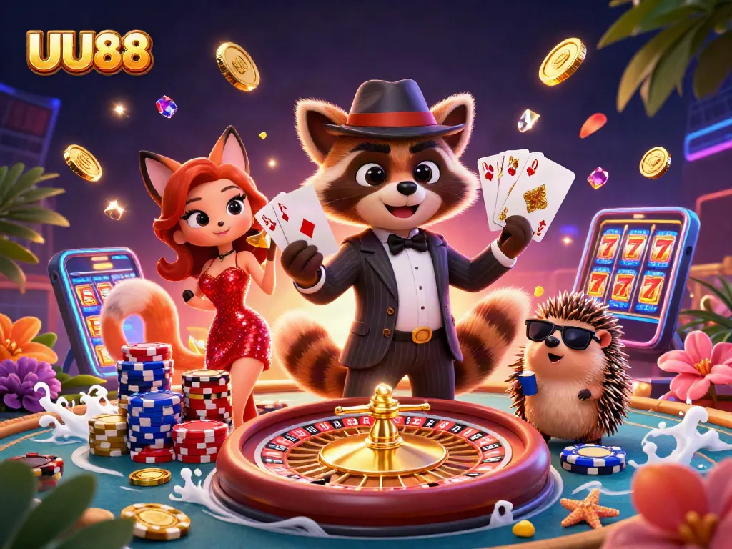 Experience the excitement of UU88 with our vibrant casino scene featuring characters and dynamic elements.