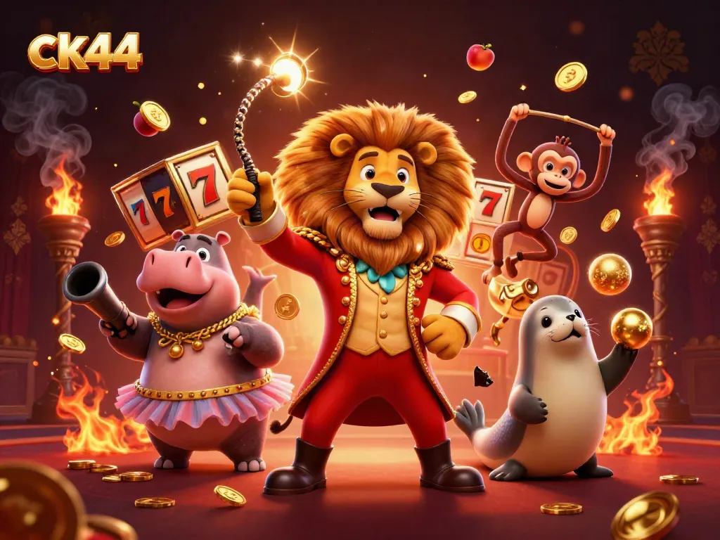 Experience thrilling gaming with ck44’s dynamic 3D illustration featuring casinos and slot elements.