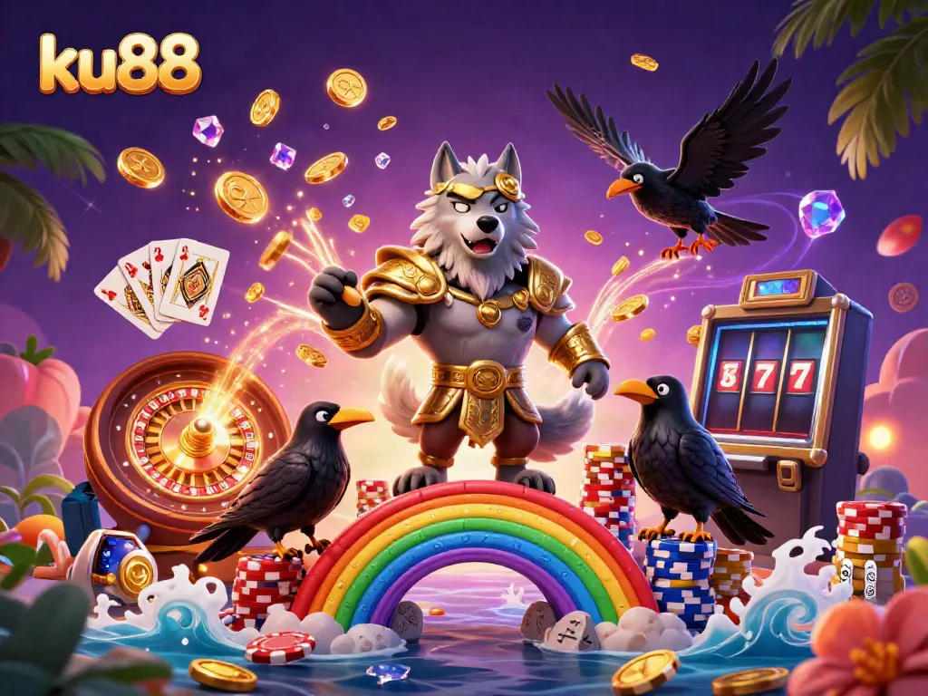 Experience thrilling casino action with ku88's vibrant Norse-inspired gambling scene filled with dynamic elements.