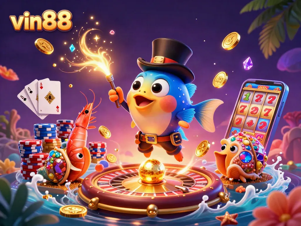 Experience thrilling gaming action with vin88 featuring an anglerfish, pirate shrimp, and gemstone snail.