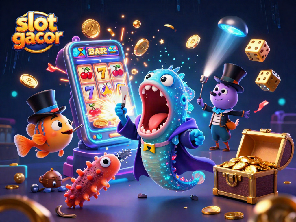 Engage with slot gacor action as cartoon characters showcase dazzling gambling magic.