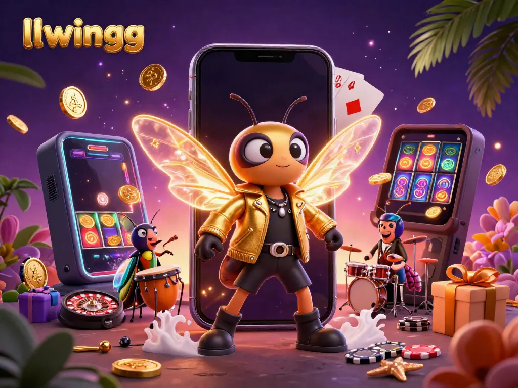 Experience the excitement of llwingg with a vibrant casino scene featuring animated characters and dynamic game elements.