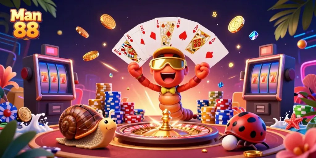 Experience thrilling gameplay at Man 88 with animated dealer and dynamic casino action.