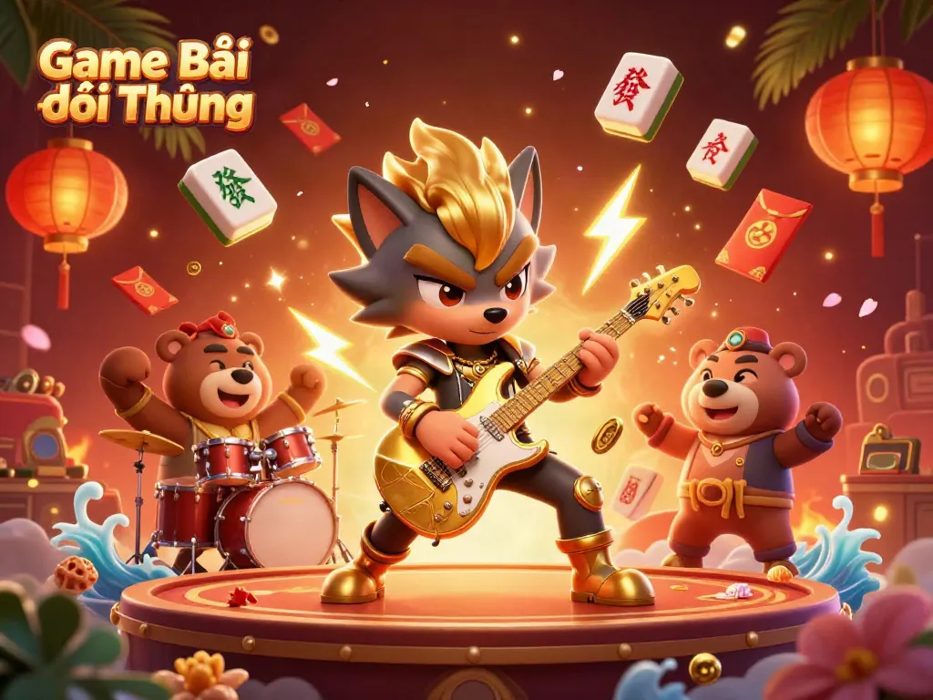 Experience the excitement of Game Bài Đổi Thưởng with dynamic characters and vibrant casino elements.
