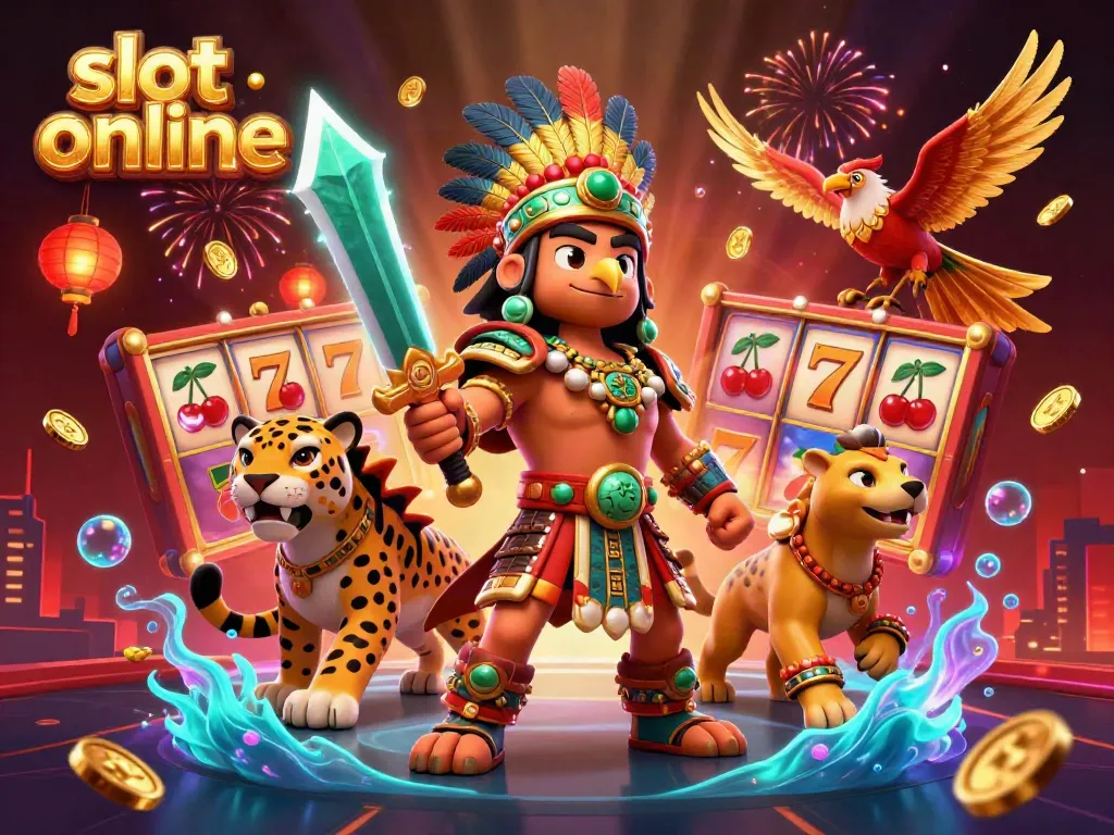 Spin the reels and win big with vibrant elements in this slot online illustration.